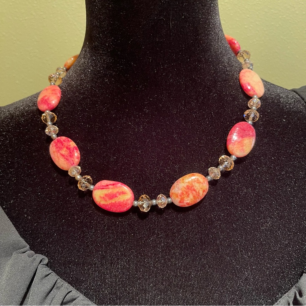 Y2k rhodonite stone necklace